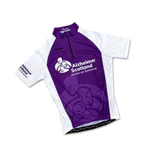 Load image into Gallery viewer, Adult purple/white cycling jersey shirt
